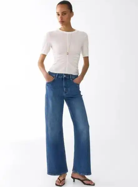 Hm Wide High Jeans Blue, Women's Jeans, Uk 10, Cotton Blend